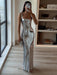 Elegant Silver Backless Maxi Gown - Chic Evening Event Wear