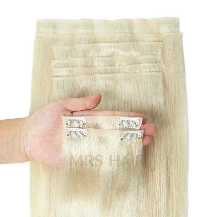 Invisible Seamless Clip-In Human Hair Extensions - 8 Piece Set, 100G/120G, 12-22 Inch Lengths