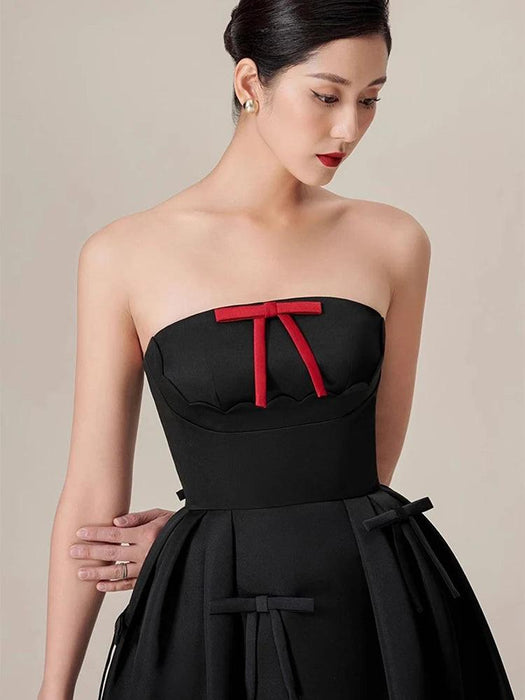 Bowknot Strapless Backless High Waist Summer Evening Dress for Women