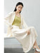 Chic Women's Satin Blazer and A-line Midi Skirt Ensemble for Autumn