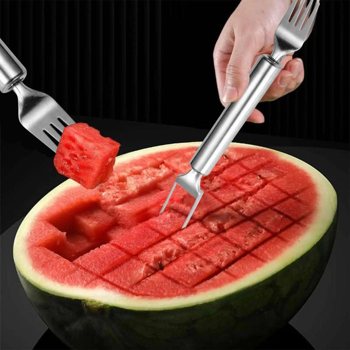 2-in-1 Stainless Steel Watermelon Cutter and Serving Fork