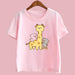 Peach & Goma Mochi Cat with Giraffe Print Kids Tee - Cute Harajuku Style Shirt for Boys & Girls