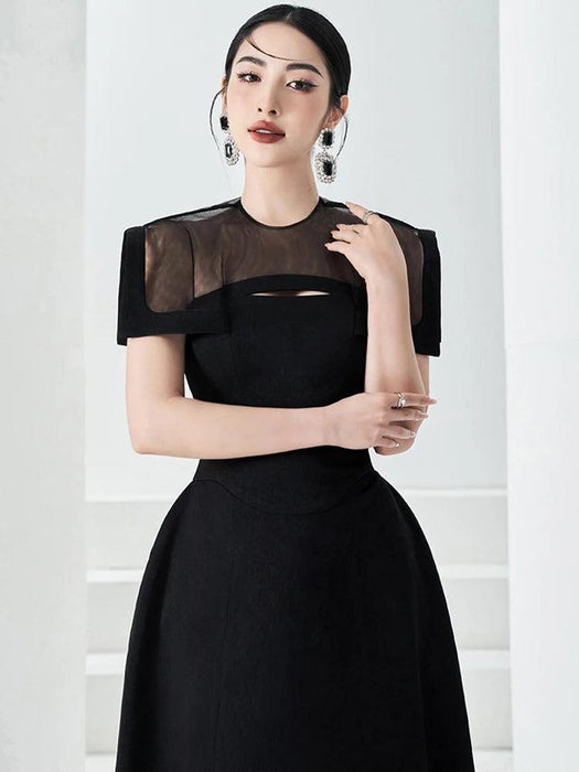 A-line Evening Dress with Sheer Overlay and Cutout Details