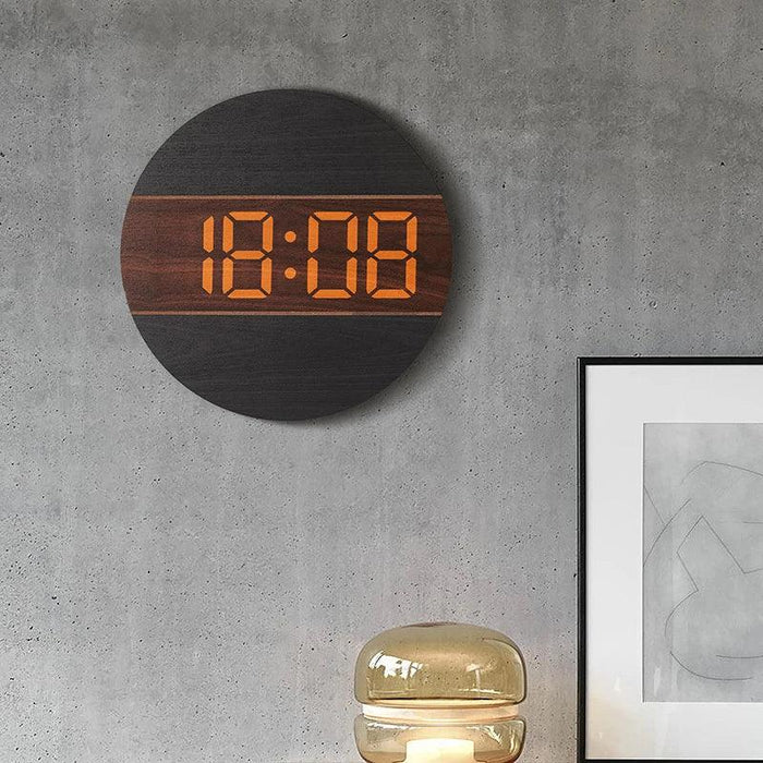 Creative Wooden Digital Wall Clock with Automatic Brightness Adjustment