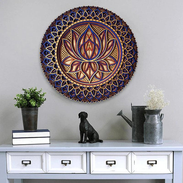 Elegant Bohemian Lotus Mandala Metal Wall Art for a Serene Home Atmosphere