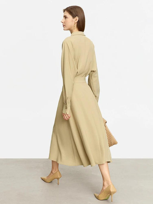 Chic A-Line Long-Sleeve Midi Dress for Women - Essential Autumn Office Wear