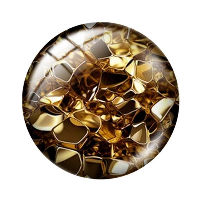 Luxurious Gold-Inspired Glass Cabochon Collection - 10 Distinct Sizes