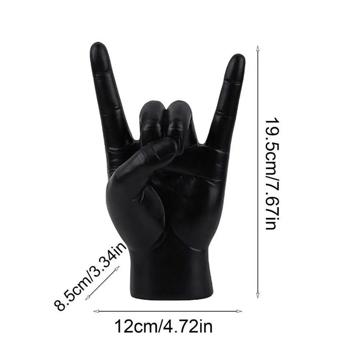 Rock and Roll Hand Gesture Sculpture for Dynamic Home Decoration