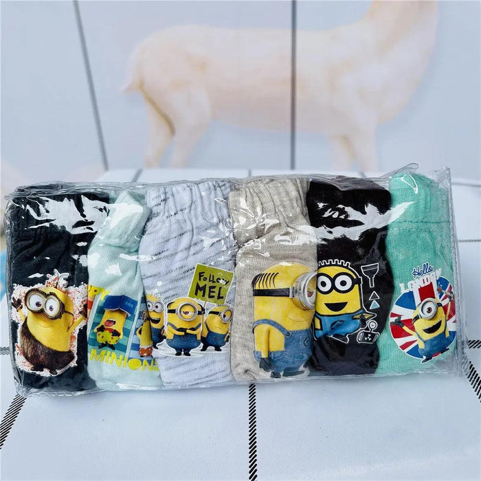 6-Pack Kids Cotton Underwear with Favorite Cartoon Characters - Spiderman, Mickey Mouse, Elsa, and Cars Designs