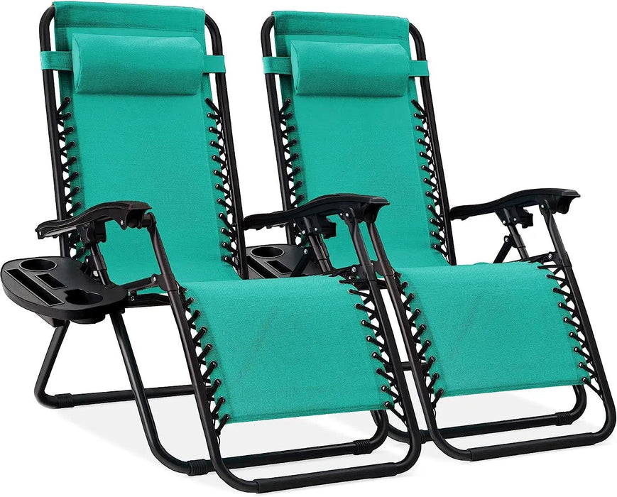 Luxury Zero Gravity Lounge Chairs Set with Accessories in Elegant Black