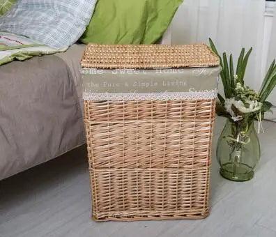 Elegant Rattan Storage Hamper with Lid - Stylish Organizer for Clothes, Toys, and Home Essentials