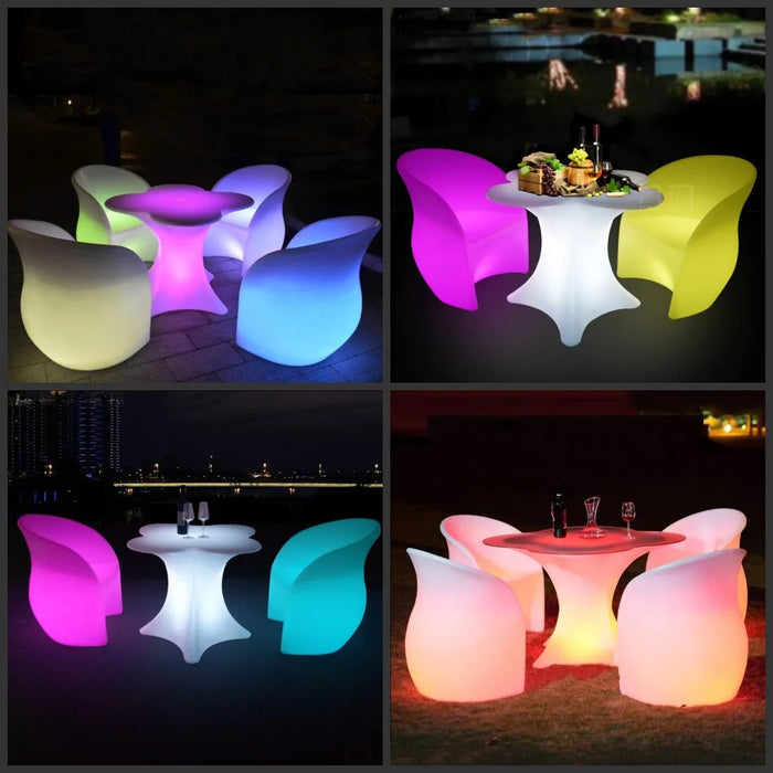 Glowing RGB LED Rechargeable Lounge Chair: Stylish Illuminated Armchair for Any Space