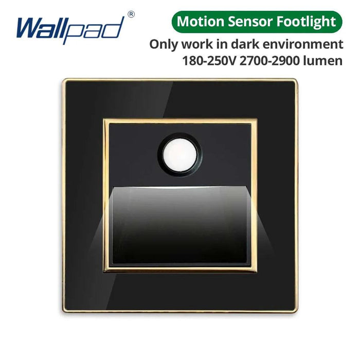 Luxurious Black Acrylic Switch Panel with Gold Accents & Universal Sockets - 220V, Multi-Gang, Modern Design - Illuminated Control Panel with USB Charging Feature