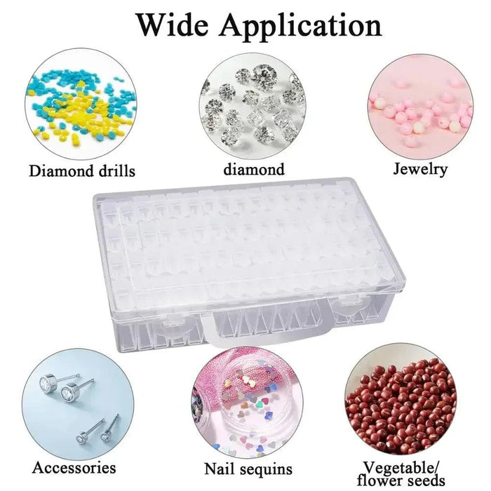 Deluxe 64-Compartment Diamond Painting Bead Storage Organizer with Labels