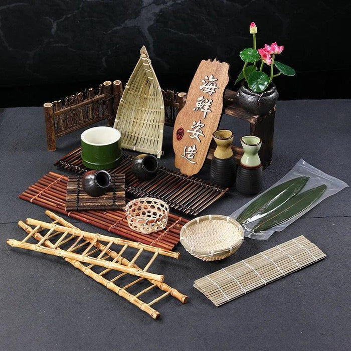 Artistic Bamboo Sushi Platter - Elegant Japanese Serving Tray