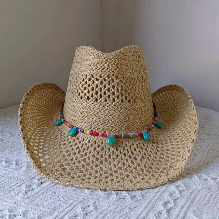 Lake Blue Western Cowboy Straw Hat Unisex with Adjustable Size