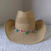 Lake Blue Western Cowboy Straw Hat Unisex with Adjustable Size