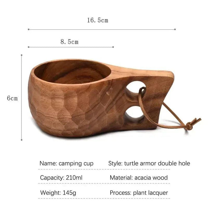 Artisan Acacia Wood Adventure Mug with Stylish Rope Handle - Your Unique Outdoor Drinkware