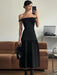 Elegant Ankle-Length Sleeveless Dress with Alluring Slash Neck - Perfect for Autumn Parties and Events