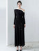 Autumn Dress with Distinctive Diagonal Collar and Lace-up