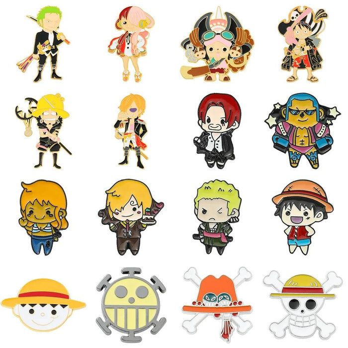 Anime Lover's One Piece Character Enamel Pins Collection - Stylish Jewelry Set for Fans