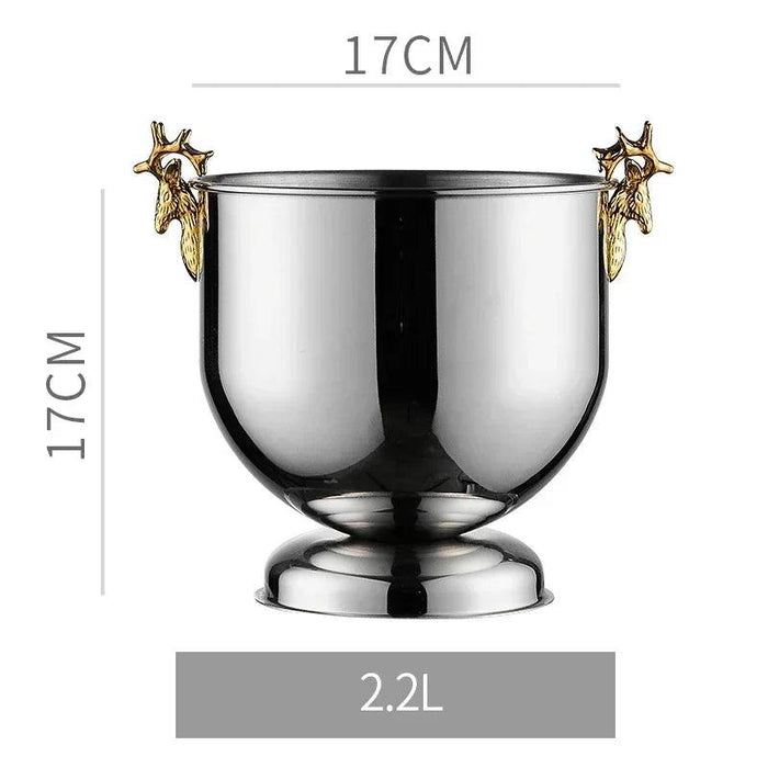 Majestic Deer Head Ice Bucket: Luxurious European Charm in Dual-Tone Design