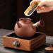 Sophisticated Cinnabar Clay Tea Pot with Electric Heater for Traditional Kung Fu Brewing