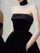 Strapless High Waist Velvet Pleated Evening Gown for Women