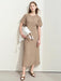 Chic Minimalist V-Neck Pleated Summer Dress with Lace-Up Detail for Women