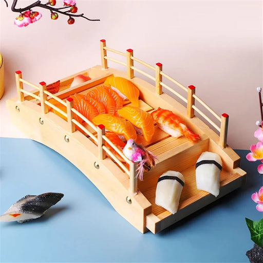 Dragon Boat Sushi Bridge - Japanese Sashimi Serving Platter with Artistic Elegance