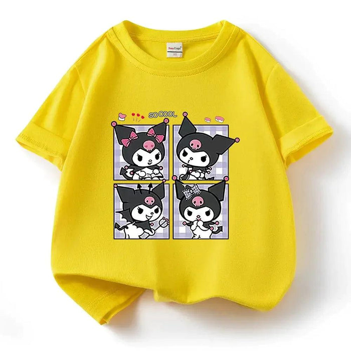 Kawaii Kuromi Anime Kids Summer T-Shirt - Cute Cartoon Tee for Boys and Girls