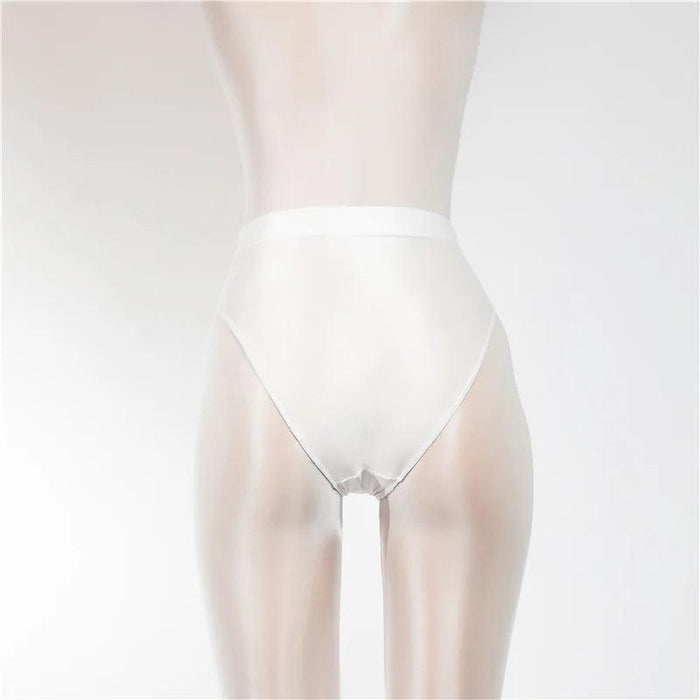 Elegant Sheer Satin High-Waist Lingerie Briefs for Women