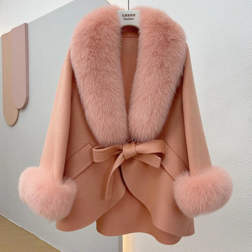 Chic Korean Fox Fur Cape: A Stylish Winter Essential for Women