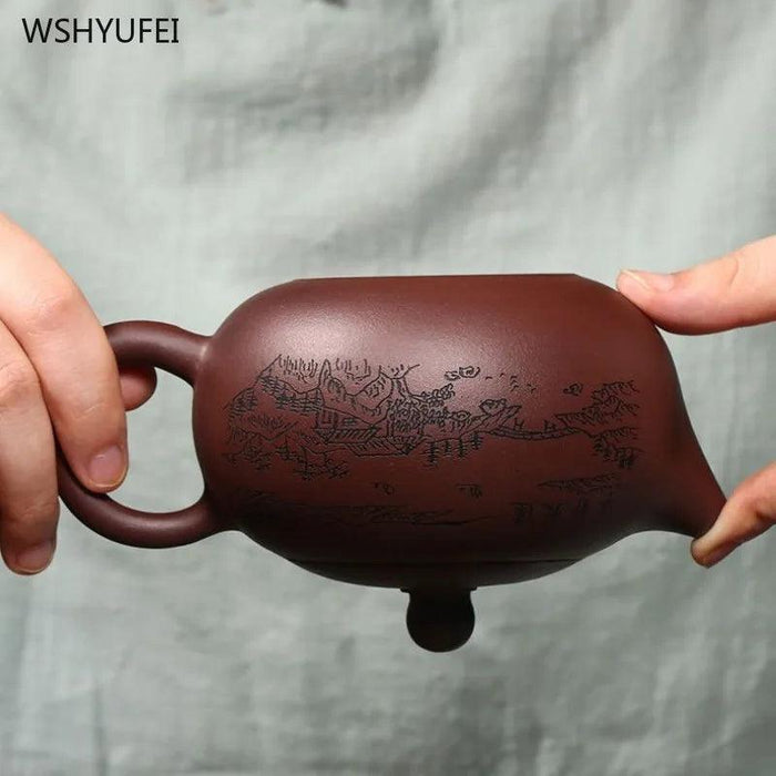 Handcrafted Yixing Purple Clay Teapot for Traditional Kung Fu Tea Ceremony