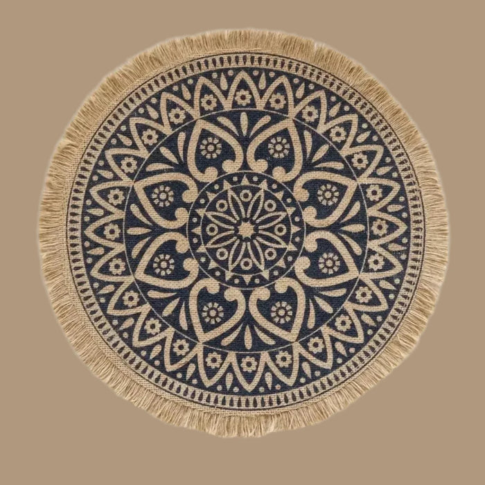 Eco-Friendly Non-Slip Jute Round Placemats - Elegant Dining Table Accessories for Entertaining and Celebrations