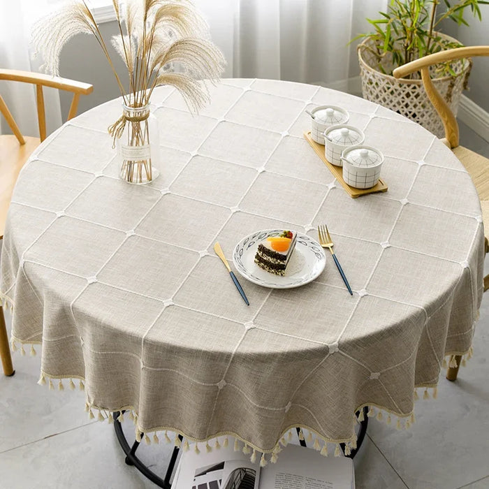 Elegant Customizable Plaid Cotton Linen Table Cover - Enhance Your Dining Atmosphere