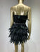 Chic Black Feather Strapless Evening Dress for Women