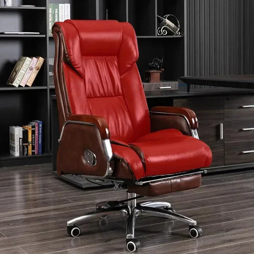 Luxurious Ergonomic Leather Executive Chair with Contemporary Aluminium Base