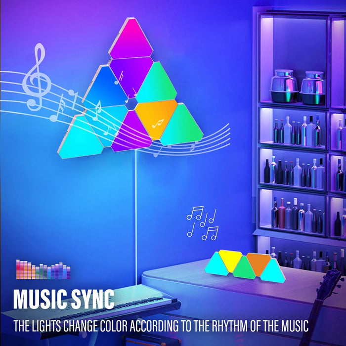 Dynamic RGB Triangle Wall Light with 60 Scene Modes & Music Sync for Ultimate Ambiance