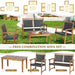 Outdoor Acacia Wood & Rattan 4-Piece Furniture Set - Chic Sofa, Loveseat, Table & Chairs for Garden Comfort