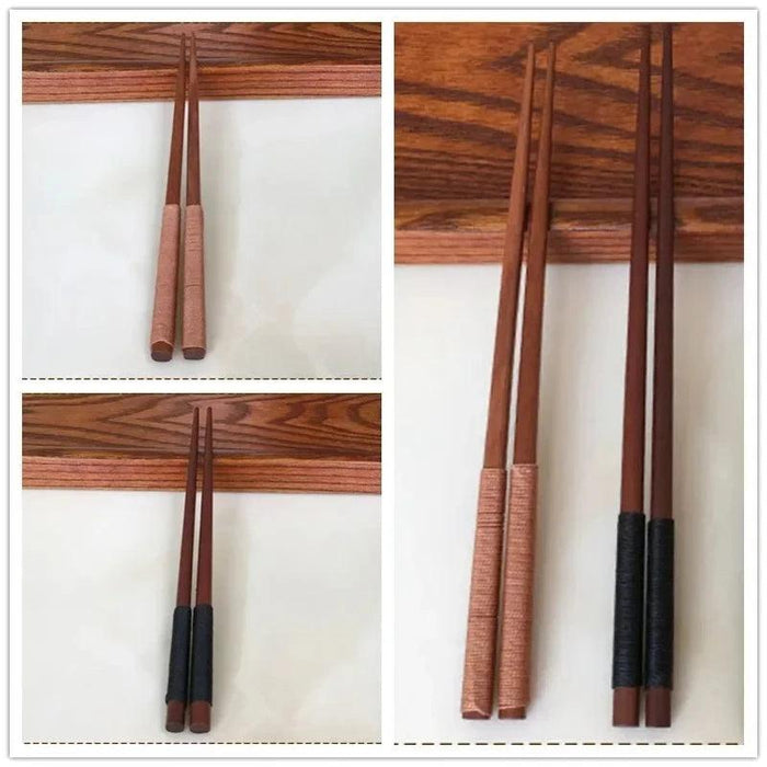 23.5CM Artisan Chestnut Wood Sushi Chopsticks - Handmade Japanese & Chinese Style Dining Gift