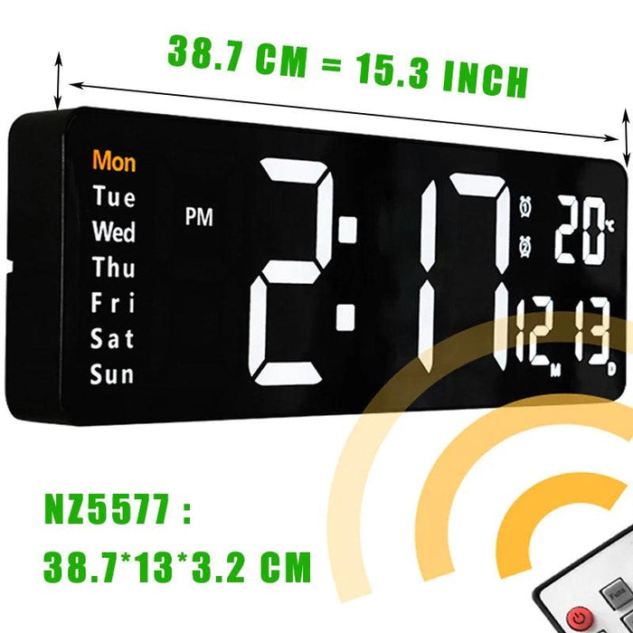 Oversized LED Digital Clock with Temperature, Calendar, and Dual Alarm Features for Modern Home and Office