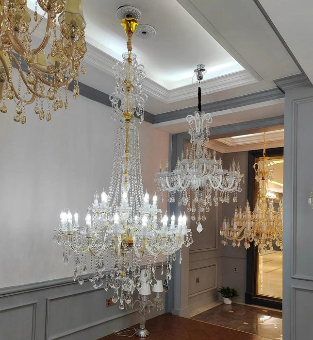 Stunning K9 Crystal Chandelier for Opulent Staircases and Lobbies - Options for 12, 15, 18, and 24 Lights