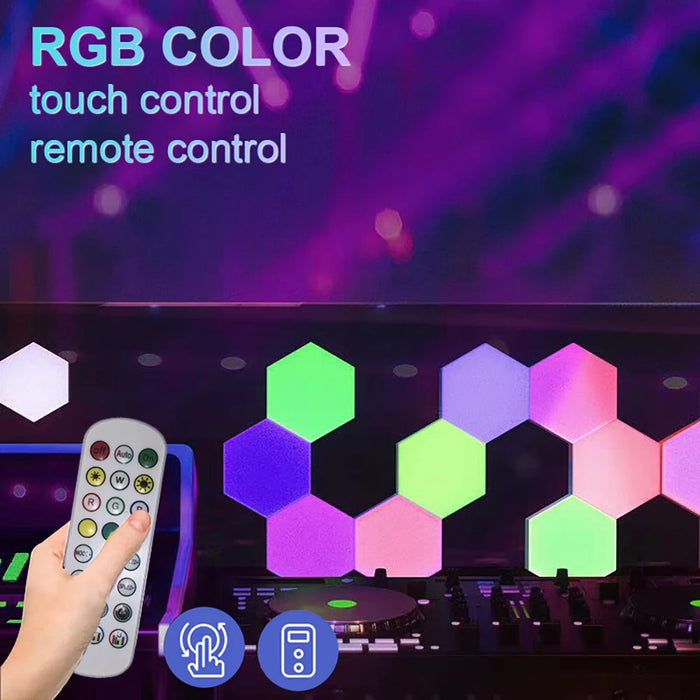 Hexagon RGB Ambient Light Display Kit with Bluetooth Music Sync and Customizable Designs - Ideal for Gaming and Home Decor