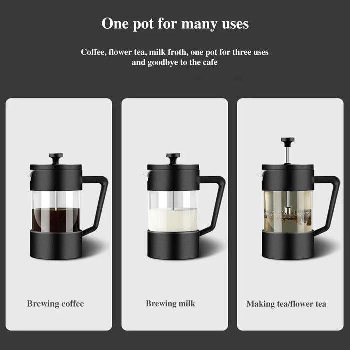 Stylish Borosilicate Glass French Press - Choose from 350ML, 600ML, and 1000ML for Exceptional Brewing