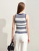 Minimalism Women's Chic Striped Ribbed Camisole with Elegant Contrast Stitching