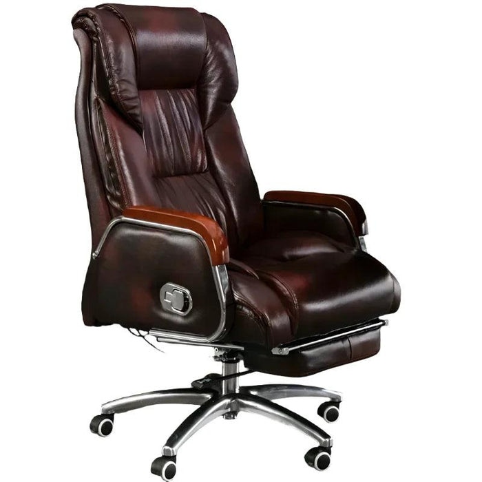 Luxurious Ergonomic Leather Executive Chair with Contemporary Aluminium Base