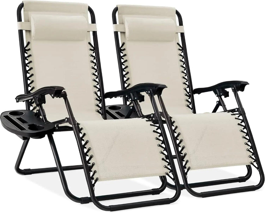 Luxury Zero Gravity Lounge Chairs Set with Accessories in Elegant Black