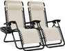 Luxury Zero Gravity Lounge Chairs Set with Accessories in Elegant Black