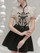 Floral Embroidery Lace Top and Pleated Skirt Set
